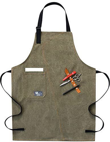 Werkzeugschürze, Arbeitsschürze mit Taschen, Arbeitsschürze, Segeltuchschürze, Werkstatt-Werkzeugschürze mit verstellbaren Trägern for Friseur, Küche, Gärtner, Café (Farbe: Blau, Größe: XL) (Farbe: Gr