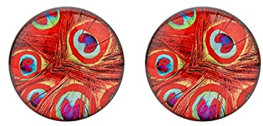 Bcughia Tunnel Ohrringe 4mm Edelstahl Ear Plugs Tunnel mit Pfauenfeder Muster Ear Tunnel Set, 2 Stück