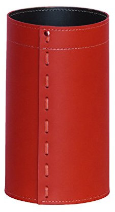LIMAC Design BATTISTA Corbeille à papier Bureau, Poubelle en cuir, Corbeilles pour Hotel, Chambre, Rangement design, Panier à cartes, produit en Italie. (Rouge)