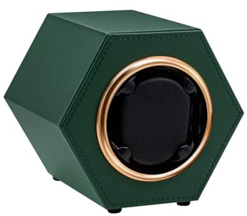 Mcbazel Automatic Watch Winder - Dark Green PU Leather, Silent Motor, Stackable Single Watch Winder for Mechanical Watches, USB-C Powered, 2 Rotation Modes - Dark Green