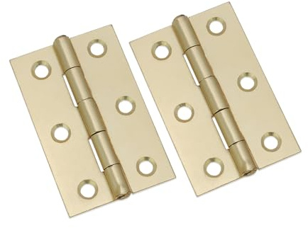 Infinity Decor 3 Inch (75mm) Satin Brass Butt Hinges Pair – Cupboard Cabinet Steel Hing for Internal and External Wooden Doors