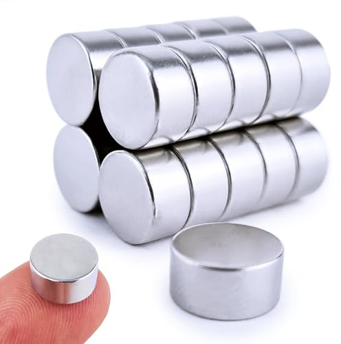 PACKIVO 20 Stück Neodym Magnete ⌀ 10 x 5 mm Extra Stark, Kühlschrankmagnete für Magnettafel Pinnwand Schwarzes Brett Whiteboard Basteln Handwerk Fotos Büro
