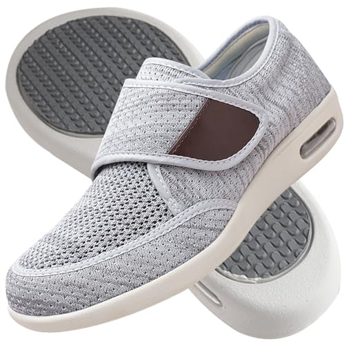 Zapatillas Cómodas Ancho Especial Zapatos Pies Anchos,Light Gray,46EU