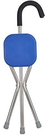 Bastone da passeggio, Stampelle, Bastone da passeggio con sedile Bastone da passeggio per anziani Treppiede pieghevole in lega di alluminio Sgabello antiscivolo Camminatore per disabili,Nero,Grigio