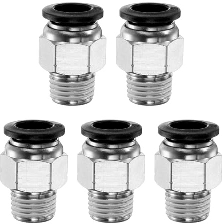 QUARKZMAN 5 Stück Push-to-Connect-Fitting 10mm Schlauch-OD x 1/4 NPT-Gewinde männlicher gerader Schnellverbinder Luftleitungsschlaucharmaturen für Industrie-Luftsystem PC10-N02, Schwarz