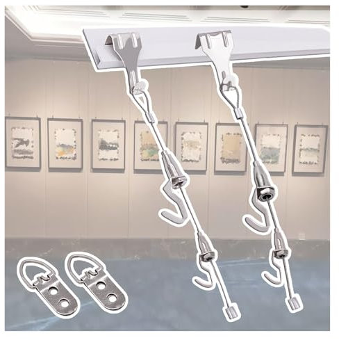 bilderschienen aufhängesystem 76 86 96 106 116 126 CM Galerie-Wand-Fotoleiste, Flexibel Wire Art Hanging System & Bilderschiene Aufhänger Für Dachböden/ Kunstmuseum/ Ausstellungen(46/116.8cm rail,3.3