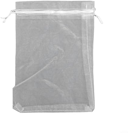 Weiße Organza-Beutel mit Satinbändern, 100 Stück, für Gastgeschenke und Bastelarbeiten (15 x 20 cm)