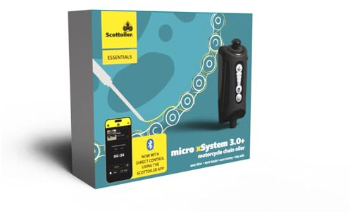 Scottoiler Essentials Micro xSystem 3.0+ Automatischer Motorradkettenöler mit Bluetooth-Steuerung über die Scottoiler App - SO-8500-30P