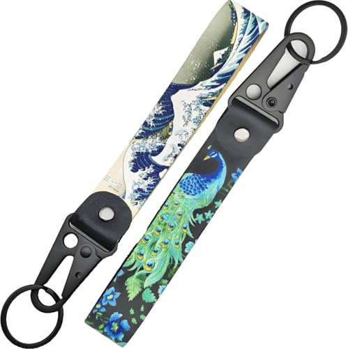 Generisch 2 Stück Schlüsselanhänger Geflochtene,Universelle Schlüsselanhänger Armbänd aus Metall für Männer und Frauen,Schlüsselbänder Wristlet Lanyard für Autos,Motorräder und Zuhause–JDM