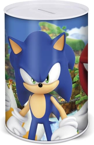 Sonic the Hedgehog Metallic Piggy Bank – Kids Coin Money Box – Break to Open Tin – Official Gaming Cash Savings Bank Size-15cm