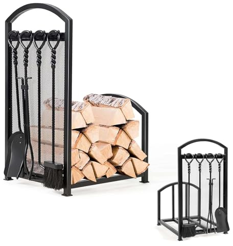 Scaffale per legna da ardere, robusto e durevole, per uso interno ed esterno, perfetto per organizzare camini, stufe e bracieri