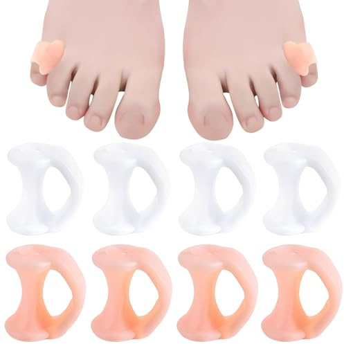 GNALIA Corrector Dedo Martillo, 4 Pares Separadores De Dedos Transparente Y Beige, Correctores Para Dedos Superpuestos, Alivio Juanetes Tamaño Estándar