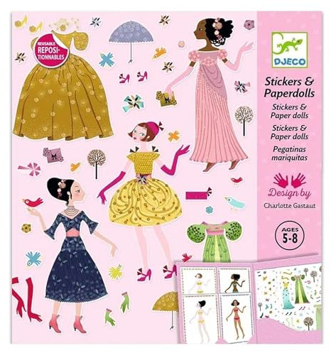 Djeco - Paper Dolls und Sticker Dresses Through the Season Papierpuppen