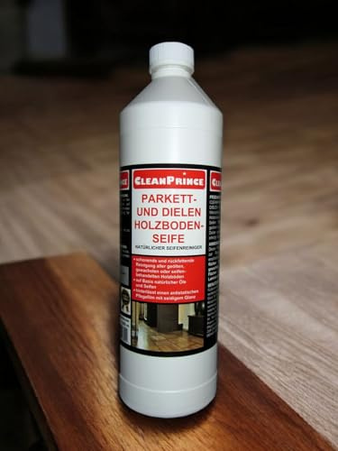 CleanPrince 1 Liter 1000 ml Holzseife Holzbodenseife Holzboden Seife Reiniger Reinigungsmittel Cleanprince gewachste seifenbehandelte Holzböden, Wischpflege, auf Basis natürlicher Öle und Seifen
