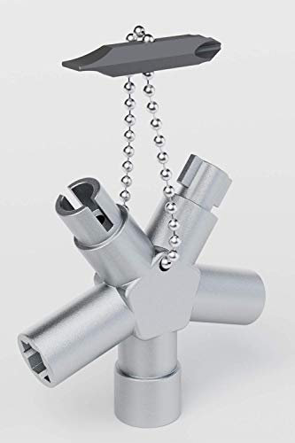 ABSINA Universalschlüssel mit 6 Profile - Dreikantschlüssel Vierkantschlüssel Schaltschrankschlüssel Vierkant Dreikant Bauschlüssel - Universal Schlüssel für gängige Schränke & Absperrsysteme