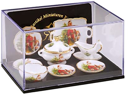 Reutter Porzellan 001.344/6 - Speiseset 'Weihnachten', Miniatur, 6-teilig, Rot und Grün, Porzellan, Spülmaschinengeeignet