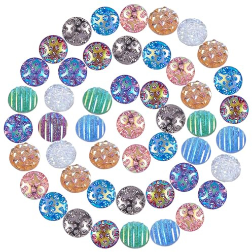 SUNNYCLUE 160 stücke 8 Farbe (20 stücke/Farbe) 12mm Harz der Flachen Rückseite Cabochons Faux Druzy Dome Cabochons Irisierende Cameo Sparkly für DIY Ohrring Armband Halskette Schmuckherstellung