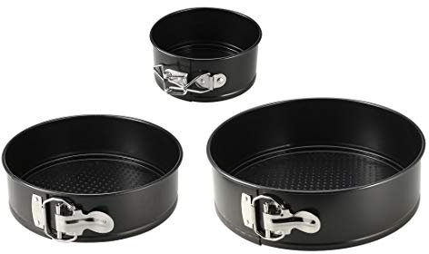 sourcing map Springform Pan Set Carbon Steel Non-Stick 4-inch 7-inch 9-inch Leakproof Round Cheesecake Cake Pan
