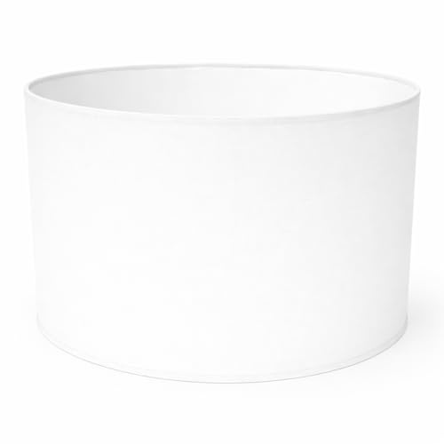 Zylinder Lampenschirm Baumwolle Stoff handgefertigt für Deckenleuchte, Tischleuchte, Stehlampe (Weiß, 40 cm Durchmesser 25 cm Höhe)