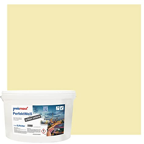 Preismaxx Perfektweiß urban colors, bunte Wandfarbe, grün, gelbgrün, yellow-green 2,5L, Innenfarbe, hohe Deckkraft Klasse 2, matt