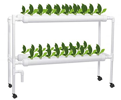 PJDDP Hydroponisches Anzuchtsystem 36 Standorte 4 Rohre 2 Schicht Hydroponic Site Grow Kit mit Timer und Räder, Erdlose Pflanzenanbau-Systeme Smart Garden für Haus Balkon Garten Balkongemüse,US