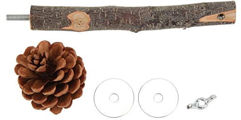 Perchoir à Oiseaux en Bois de Pommier, Perchoirs Naturels Résistants aux Morsures Faciles à Saisir pour Petites Cages (10,8 x 6,5 Pouces)