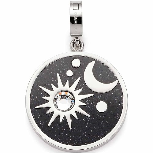JEWELS BY LEONARDO Anhänger Clip & Mix Stellaris • Ketten-Anhänger aus silberfarbenem Edelstahl • Sonne, Mond & Sterne mit klarem Glasstein • Clip M (4,8 mm Ø) • Schmuck Geschenk für Frauen • 022219