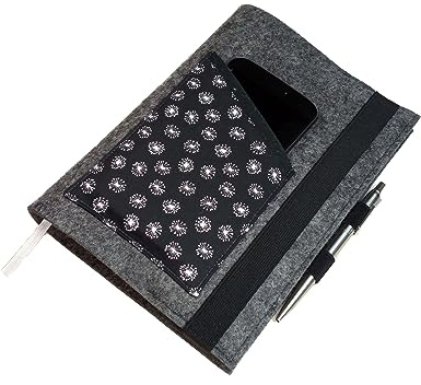 Kalender-Buchhülle A5 Filz Hülle für Kalender Einband Wollfilz / Baumwollstoff für Din A5 Buchkalender, Notizbuch oder Maßanfertigung