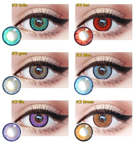 2pcs / 1pair Annual Halloween Kontaktlinsen Leuchtende Farbe Serie Cosplay Farbige Kontaktlinsen for Anime-Augen, 0.00 Dioptrien (ICE Grün)