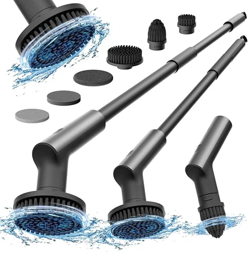 HOTO Spazzola Rotante Pulizia Casa, IPX7 Spazzola Elettrica Rotante per Pulizia con 6 Testine, Max 2.48 N·M, 2 Velocità, Ricaricabile Spazzole per Pulire, Bagno, Cucina, Doccia, Pavimenti, Piastrelle