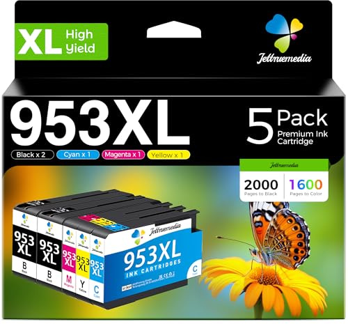 953 XL 953XL Druckerpatronen Multipack für HP 953XL Multipack Tintenpatronen Kompatibel für HP Officejet Pro 8710 8715 7720 7740 7730 8720 8730 8210 8725 8715 8740 (2 Schwarz 1 Cyan 1 Magenta 1 Gelb)