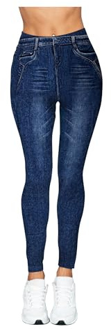 JYC CREATIVE 1 Leggintermico finto jeans da donna, pantaloni elastici e confortevoli, leggings caldi per l'inverno, abbigliamento termico femminile