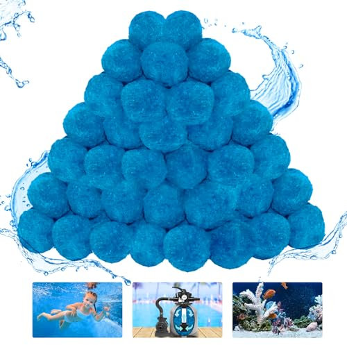 WLLEYAY 3.1 lbs Pool Filter Balls, New Upgrade Efficient Swimming Pool Filter Sand Alternative, Reusable Eco-Friendly Blue Filter Media Balls, Replace 110 lbs Filter Sand, Lasts for Several Seasons