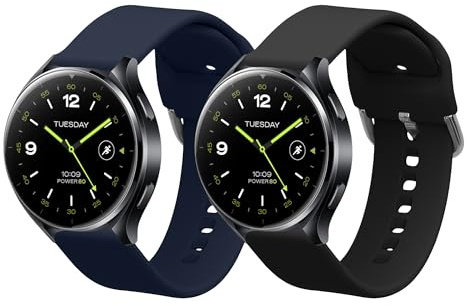 kwmobile 2x Uhrenarmband für Xiaomi Watch 2 / OPPO Watch X/Oneplus 2 Armband - Fitnesstracker Band Set aus TPU Silikon - Ersatzarmband Smartwatch - Schwarz Dunkelblau