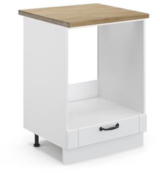 Vicco Herdumbauschrank Fame-Line, Weiß Landhaus, 60 cm, AP Eiche, zur Kombination mit weiteren Modulen der Fame-Line Serie