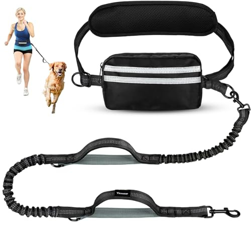 Yicostar Hands Free Dog Leash with Pouch, Retractable Bungee with Double Padded Handles, Dog Leashes with Bungee for Medium & Large Puppy
