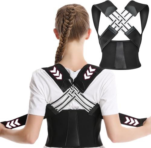 Verstellbarer rückenhaltungsgürtel,Rücken geradehalter,Atmungsaktive schultergurt haltungskorrektur für rücken hals und schulter,Haltungstrainer für frauen männer