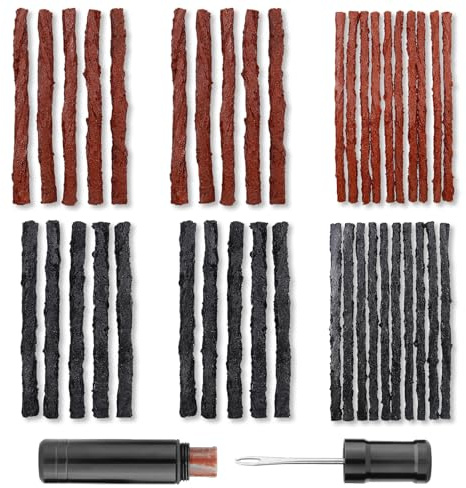 CONNECTION Kit de Réparation Tubeless kit Crevaison Velo Kit Meche Pneu Kit de Réparation de Pneu sans Chambre à air kit réparation vélo avec 45 Bandes de Caoutchouc 3.5/6 mm pour Vélo de Route VTT