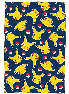 Pokemon Fleece Blanket | Super Soft Warm Throw, Pikachu and Pokeball Design | Perfect For Home, Bedroom, Sleepovers & Camping | Size 100 x 150cm | Blue