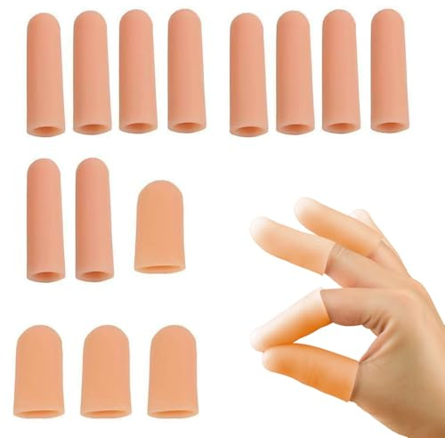 14 Stück Fingerkuppenschutz, Silikon Gel Finger Sleeves, Gummi Fingerkuppenschutz, Fingerschutz Bei Verletzung, Wasserdicht Daumenschutz, Fingerkappen, für Handekzem Fingerarthritis, Fingerknacken