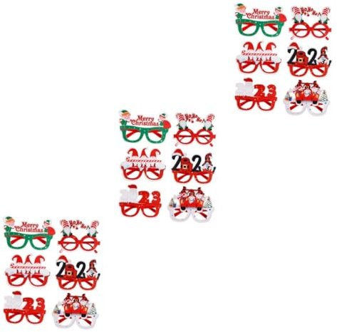 Cabilock 3 Sätze 2023 Weihnachtsbrille Weihnachtsaccessoires Party Rote Weihnachtsschmuck Lustige Schnapsgläser Weihnachtsdeko Lustige Brillen Dekoration Neonbrille Brille Filz 6 Stück * 3