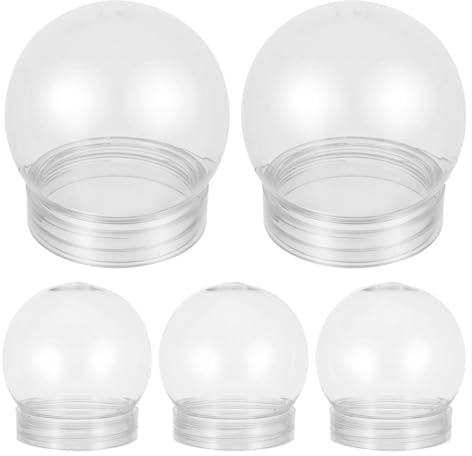 Alipis DIY Snow Globe Water Globe: 5PCS Clear Plastic Snow Globes with Screw off Cap - Fillable Snowglobe Ornament for Display DIY Crafts Christmas Home Decoration