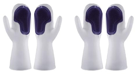 SXTYYH Multifunktional Silikon-Handschuhe for Die Reinigung Wasserdicht Putzhandschuhe, rutschfest & Langlebig, for Küchenarbeiten Haushaltshandschuhe Wiederverwendbar(Blau)