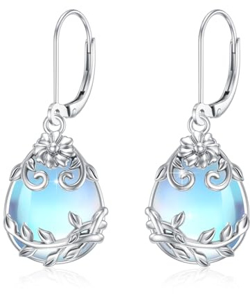 Peridot/Mondstein/Moosachat Ohrringe Silber 925 Filigran Tropfen Ohrringe Ohrstecker Schmuck Geschenke für Damen