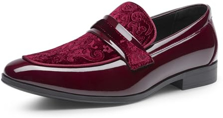 Bruno Marc Mocassins classiques en velours pour homme, bordeaux, 44 EU
