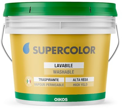 Oikos SUPERCOLOR Pittura superlavabile per pareti, tinta CW 706 SPARGI, Acqua di Turchese, Elevata traspirazione, SUPERCOPRENTE (LT. 1)