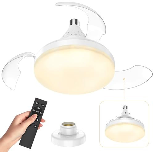 Ventilatore da Soffitto con Luce e Telecomando, 40CM Dimmerabile Lampadario Ventilatore da Soffitto con Pale Nascoste, 4 Velocità, E27 LED Lampada, Dimmerabile, Silenzioso, per Soggiorno, Camera