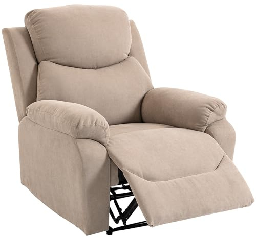 HOMCOM Sillón Reclinable de Salón Sillón Relax Reclinable Manual con Reposabrazos y Reposapiés Carga 150 kg Sofá Relax para Salón Dormitorio Beige