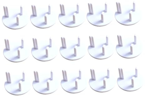 FOYTOKI Steckdosen Kindersicherung für Zuhause Weiße Abs Abdeckung gegen Staub und Feuchtigkeit für Uk Standard 15 Stück-pack