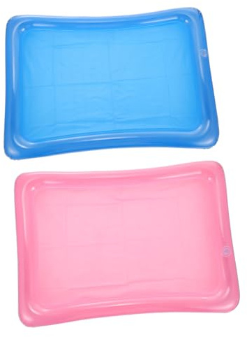 KONTONTY 2pcs Inflatable Pvc Ice Tray and Drink Holder Blue Rose Red Floating Pool Beverage Serving Tray for Summer Party